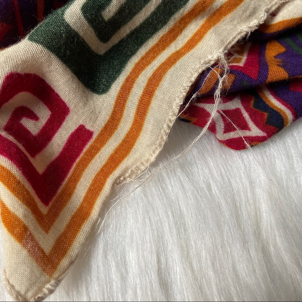 Vintage Multi Color Boho Square Scarf Wrap - Picture 6 of 6